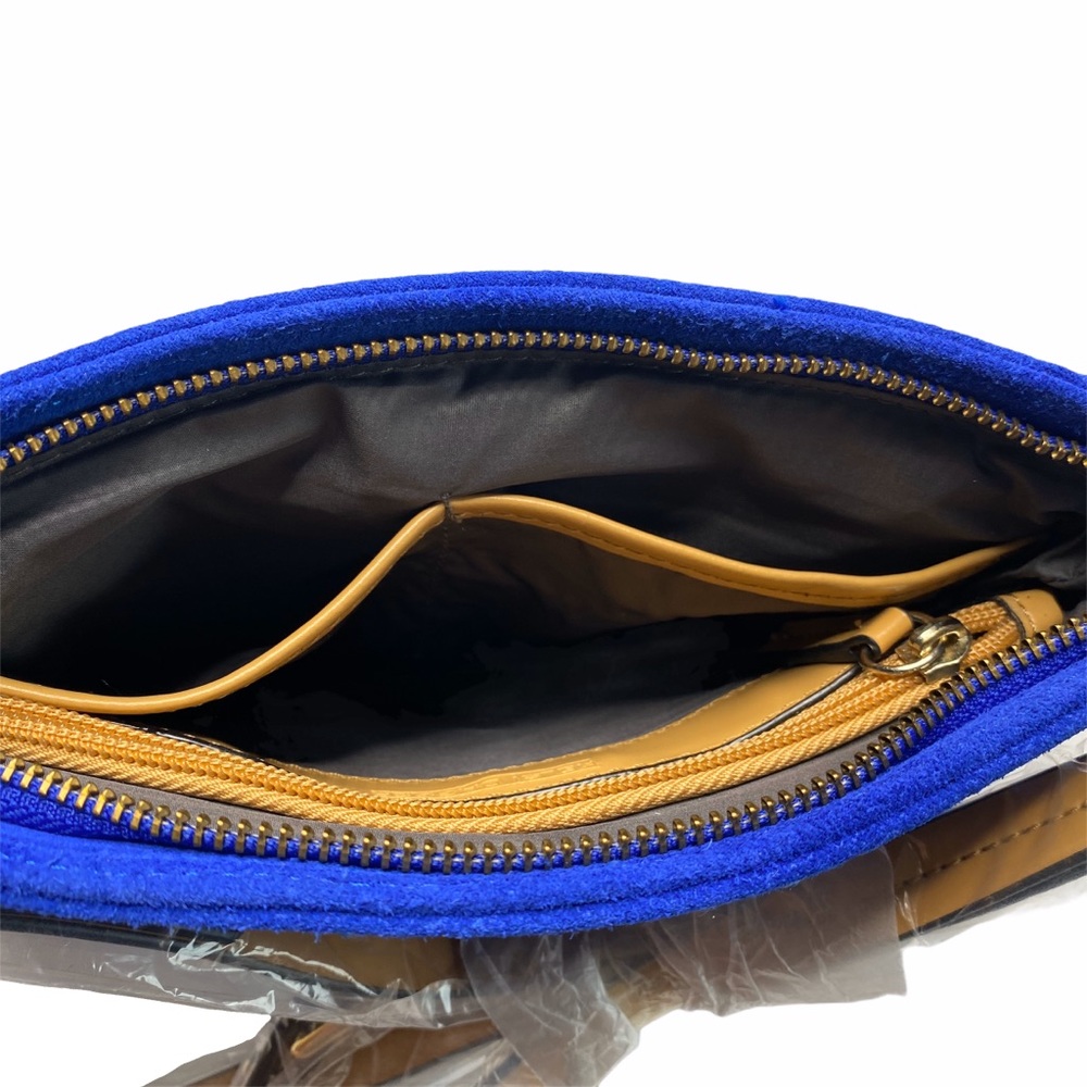 new Kelsi Dagger 𒊹 Cicely Suede Crossbody Bag 𒊹 Cobalt Blue Metallic Dots 𒊹 - Picture 10 of 16